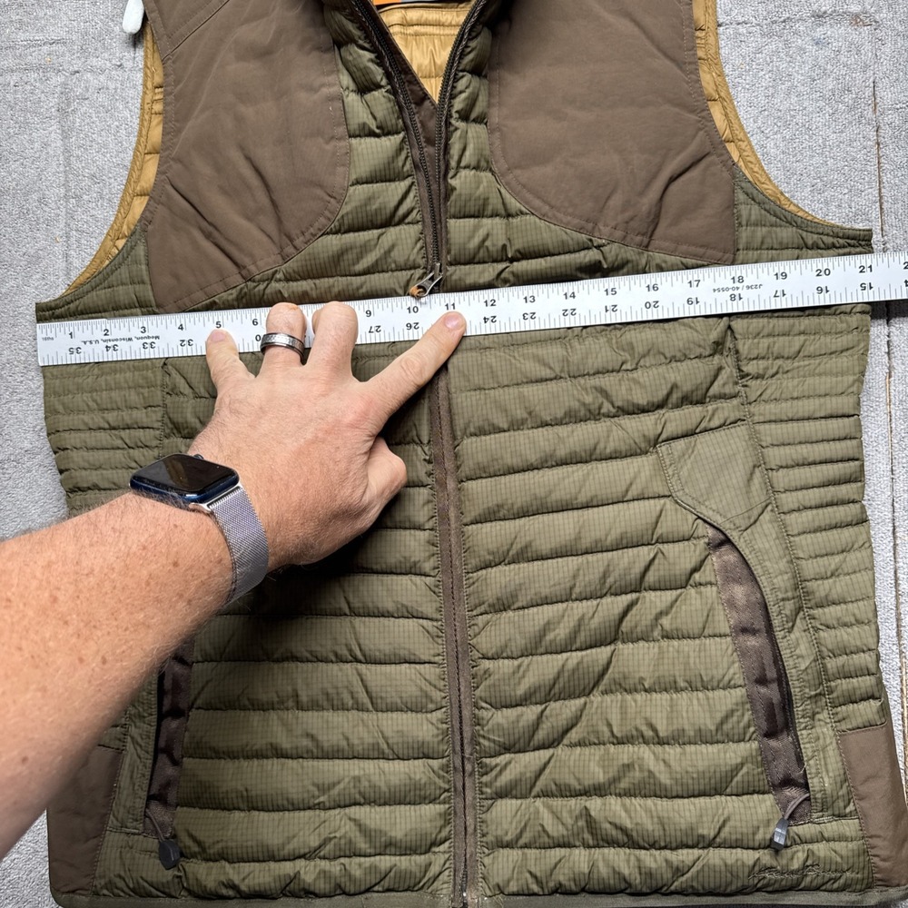 Vintage Eddie Bauer Sport Shop Down Puffer Vest Women Large Green Brown Gorpcore - Picture 5 of 10